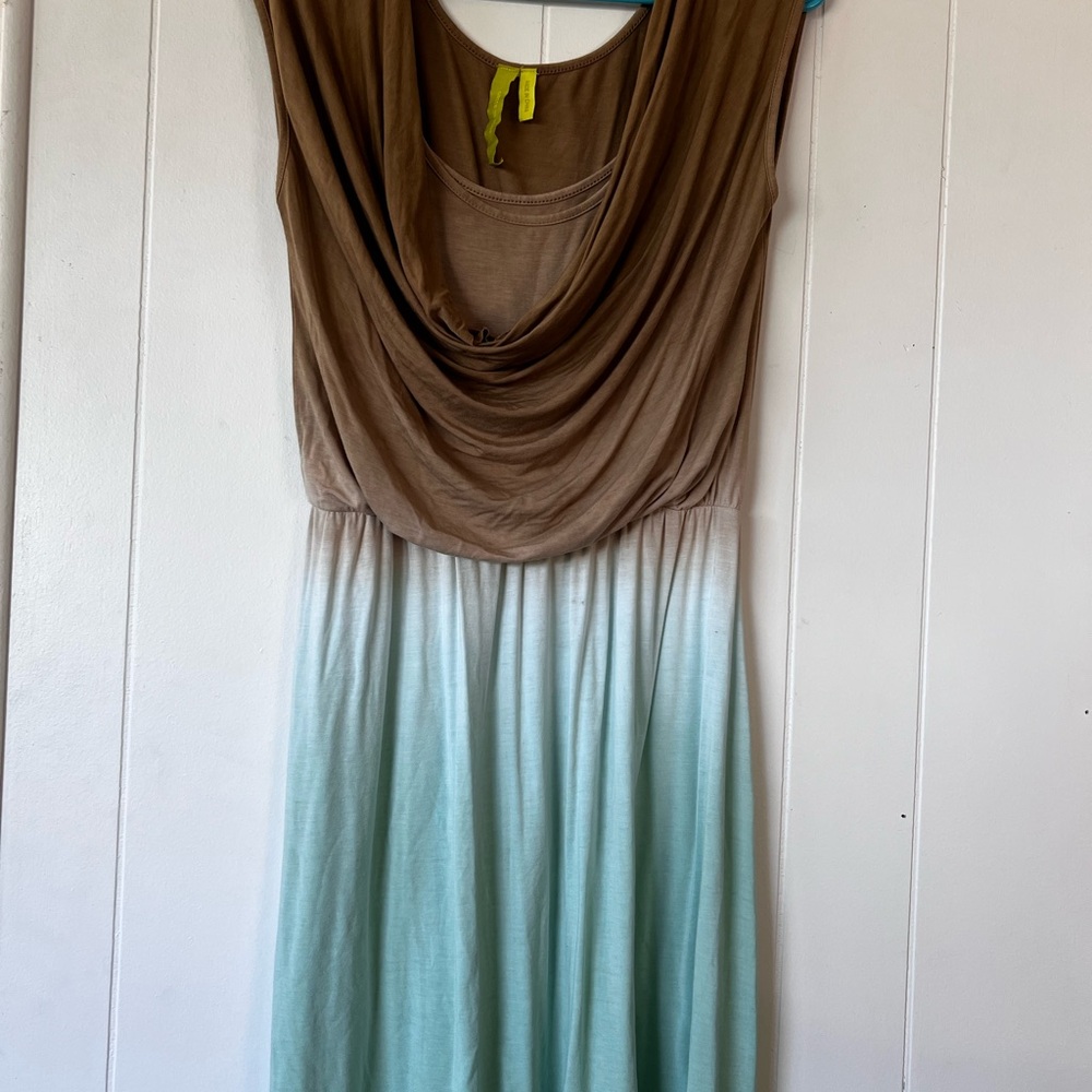 Elegant Brown and Blue Ombre Dress
